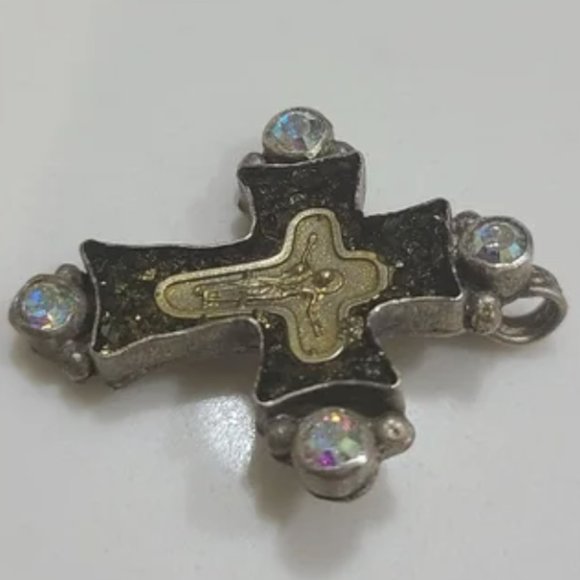 Virgin Saints & Angels Maria Cross Sterling Silver Medallion Pendant - Picture 4 of 8